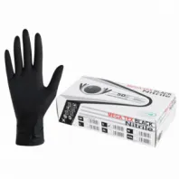 Перчатки нитриловые сверхпрочные с текстурой SFM MEGA TEX BLACK, Германия, 25 пар (50 штук), размер 6-7, S (малый)