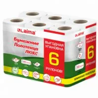 Полотенца бумажные 2-слойные, спайка 6 рулонов (6х14,7 м), LAIMA LUXE, 100% целлюлоза, 114742 Полотенца бумажные 2-слойные, спайка 6 рулонов (6х14,7 м), LAIMA LUXE, 100% целлюлоза, 114742