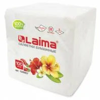 Салфетки бумажные 100 штук, 24х24 см, LAIMA, белые, 100% целлюлоза, 126907 Салфетки бумажные 100 штук, 24х24 см, LAIMA, белые, 100% целлюлоза, 126907
