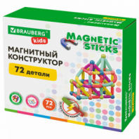 Магнитный конструктор MAGNETIC STICKS, 72 магнитные детали, BRAUBERG KIDS, 665722 Магнитный конструктор MAGNETIC STICKS, 72 магнитные детали, BRAUBERG KIDS, 665722