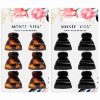 Крабы для волос НАБОР 6 шт, 2,7 см, АССОРТИ, MONTE VITA (МОНТЕ ВИТА) 457024