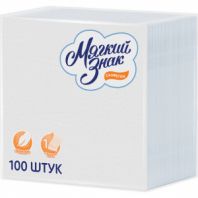 Салфетки бумажные, 100 шт., 24х24 см, МЯГКИЙ ЗНАК, белые, 100% целлюлоза, C4 Салфетки бумажные, 100 шт., 24х24 см, МЯГКИЙ ЗНАК, белые, 100% целлюлоза, C4