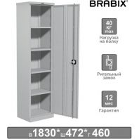 Шкаф металлический офисный BRABIX "MK 18/47/46-01", 1830х472х460 мм, 30 кг, 4 полки, разборный, 291139, S204BR181202 Шкаф металлический офисный BRABIX "MK 18/47/46-01", 1830х472х460 мм, 30 кг, 4 полки, разборный, 291139, S204BR181202