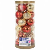 Шары ёлочные НАБОР 24 шт., 6 см, "Red&Gold", пластик, красные/золото, туба, ЗОЛОТАЯ СКАЗКА, 592169 Шары ёлочные НАБОР 24 шт., 6 см, "Red&Gold", пластик, красные/золото, туба, ЗОЛОТАЯ СКАЗКА, 592169