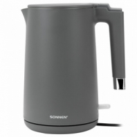 Чайник электрический с двойными стенками SONNEN KT-8719G, 1,5 л, 2200 Вт, графитовый, 454693 Чайник электрический с двойными стенками SONNEN KT-8719G, 1,5 л, 2200 Вт, графитовый, 454693