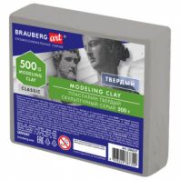 Пластилин скульптурный BRAUBERG ART CLASSIC, серый, 0,5 кг, твердый, 106517 Пластилин скульптурный BRAUBERG ART CLASSIC, серый, 0,5 кг, твердый, 106517