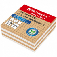 Блок самоклеящийся крафтовый (стикеры) BRAUBERG, MULTI KRAFT 76х76 мм, 300 листов, 115209