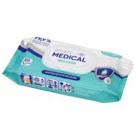 Антисептические салфетки влажные 50 штук SMART MEDICAL, без спирта, крышка-клапан, 72034