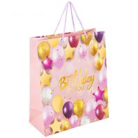 Пакет подарочный (1 штука) 26x13x32 см, ЗОЛОТАЯ СКАЗКА "Happy Birthday", фольга, розовый, 608238 Пакет подарочный (1 штука) 26x13x32 см, ЗОЛОТАЯ СКАЗКА "Happy Birthday", фольга, розовый, 608238