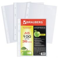 Папки-файлы МАЛОГО ФОРМАТА (148х210 мм), А5, ВЕРТИКАЛЬНЫЕ, КОМПЛЕКТ 100 шт., 35 мкм, BRAUBERG, 221714 Папки-файлы МАЛОГО ФОРМАТА (148х210 мм), А5, ВЕРТИКАЛЬНЫЕ, КОМПЛЕКТ 100 шт., 35 мкм, BRAUBERG, 221714