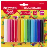 Пластилин классический BRAUBERG 12 цветов, 200 г, ВЫСШЕЕ КАЧЕСТВО, блистер, 103350 Пластилин классический BRAUBERG 12 цветов, 200 г, ВЫСШЕЕ КАЧЕСТВО, блистер, 103350