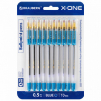Ручки шариковые с грипом BRAUBERG "X-ONE", НАБОР 10 ШТУК, СИНИЕ, корпус прозрачный, узел 0,5 мм, линия письма 0,35 мм, 143990 Ручки шариковые с грипом BRAUBERG "X-ONE", НАБОР 10 ШТУК, СИНИЕ, корпус прозрачный, узел 0,5 мм, линия письма 0,35 мм, 143990