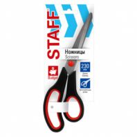Ножницы 230 мм, бюджет, резиновые вставки, черно-красные, STAFF ECO, 238946