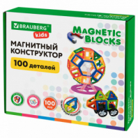Магнитный конструктор MAGNETIC BLOCKS, 100 деталей, 2 колесные базы, карусель, BRAUBERG KIDS, 665720 Магнитный конструктор MAGNETIC BLOCKS, 100 деталей, 2 колесные базы, карусель, BRAUBERG KIDS, 665720