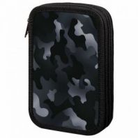 Пенал ПИФАГОР, 3 отделения, ламинированный картон, 19х11 см, "Black camo", 273489