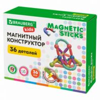 Магнитный конструктор MAGNETIC STICKS, 36 магнитных деталей, BRAUBERG KIDS, 665721 Магнитный конструктор MAGNETIC STICKS, 36 магнитных деталей, BRAUBERG KIDS, 665721