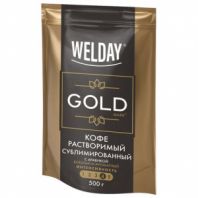 Кофе растворимый WELDAY (ВЭЛДЭЙ) "GOLD" 500 г, БРАЗИЛИЯ, арабика, сублимированный, 622673 Кофе растворимый WELDAY (ВЭЛДЭЙ) "GOLD" 500 г, БРАЗИЛИЯ, арабика, сублимированный, 622673