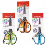 Ножницы BRAUBERG "ULTRA COLOR", 190 мм, ассорти, резиновые ребристые вставки, 237456 Ножницы BRAUBERG "ULTRA COLOR", 190 мм, ассорти, резиновые ребристые вставки, 237456