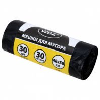 Мешки для мусора 30 л, черные, в рулоне 30 штук, ПНД 10 мкм, 48x58 см, WBZ (ВБЗ), 702651 Мешки для мусора 30 л, черные, в рулоне 30 штук, ПНД 10 мкм, 48x58 см, WBZ (ВБЗ), 702651