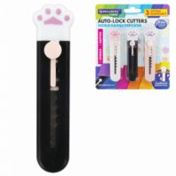 Нож канцелярский "Лапки", Cat Paw, 9 мм, НАБОР 3 шт. на блистере, автофиксатор, BRAUBERG HOBBY, 238345 Нож канцелярский "Лапки", Cat Paw, 9 мм, НАБОР 3 шт. на блистере, автофиксатор, BRAUBERG HOBBY, 238345