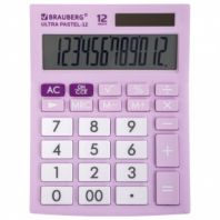 Калькулятор настольный BRAUBERG ULTRA PASTEL-12-PR (192x143 мм), 12 разрядов, двойное питание, СИРЕНЕВЫЙ, 250505 Калькулятор настольный BRAUBERG ULTRA PASTEL-12-PR (192x143 мм), 12 разрядов, двойное питание, СИРЕНЕВЫЙ, 250505