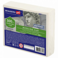 Пластилин скульптурный BRAUBERG ART CLASSIC, белый, 0,5 кг, мягкий, 106518 Пластилин скульптурный BRAUBERG ART CLASSIC, белый, 0,5 кг, мягкий, 106518