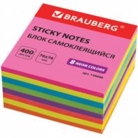 Блок самоклеящийся (стикеры), BRAUBERG, НЕОНОВЫЙ, 76х76 мм, 400 листов, 8 цветов, 126686 Блок самоклеящийся (стикеры), BRAUBERG, НЕОНОВЫЙ, 76х76 мм, 400 листов, 8 цветов, 126686