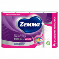 Полотенца бумажные впитывающие 2-слойные, 4 рулона (4х14 м), ZEMMA/ZEWA Premium Декор, 1441241 Полотенца бумажные впитывающие 2-слойные, 4 рулона (4х14 м), ZEMMA/ZEWA Premium Декор, 1441241