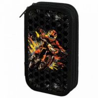 Пенал ЮНЛАНДИЯ, 2 отделения, ламинированный картон, конгрев, 19х11 см, "Fire moto", 273496