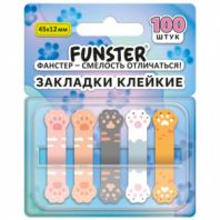 Закладки клейкие Z-сложения FUNSTER (ФАНСТЕР) "Лапки котов", 45х12 мм, 100 шт. (5 цветов х 20 листов), в диспенсере, 116691 Закладки клейкие Z-сложения FUNSTER (ФАНСТЕР) "Лапки котов", 45х12 мм, 100 шт. (5 цветов х 20 листов), в диспенсере, 116691