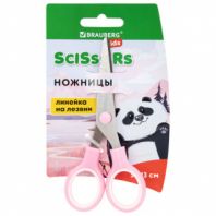 Ножницы BRAUBERG KIDS 130 мм, ручки розовые, закругленные лезвия с линейкой, 274063 Ножницы BRAUBERG KIDS 130 мм, ручки розовые, закругленные лезвия с линейкой, 274063