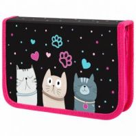Пенал ЮНЛАНДИЯ, 1 отделение, картон с эффектом soft-touch, 19х11 см, "Cat squad", 273493