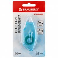 Клей-лента BRAUBERG STANDARD, 6 мм х 8 м, корпус матовый голубой, блистер, 273027 Клей-лента BRAUBERG STANDARD, 6 мм х 8 м, корпус матовый голубой, блистер, 273027