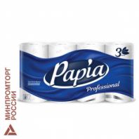 Бумага туалетная, спайка 8 шт., 3-слойная (8х17 м) Papia Professional, белая, 5080998 Бумага туалетная, спайка 8 шт., 3-слойная (8х17 м) Papia Professional, белая, 5080998