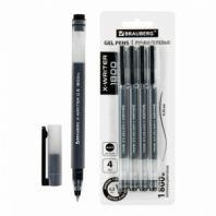 Ручки гелевые BRAUBERG X-WRITER 1800, УВЕЛИЧЕННАЯ ДЛИНА ПИСЬМА 1 800 м, ЧЕРНЫЕ, НАБОР 4 ШТУКИ, стандартный узел 0,5 мм, 144136 Ручки гелевые BRAUBERG X-WRITER 1800, УВЕЛИЧЕННАЯ ДЛИНА ПИСЬМА 1 800 м, ЧЕРНЫЕ, НАБОР 4 ШТУКИ, стандартный узел 0,5 мм, 144136