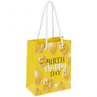 Пакет подарочный (1 штука) 11x6x15 см, ЗОЛОТАЯ СКАЗКА "Happy Birthday", глиттер, желтый, 608237 Пакет подарочный (1 штука) 11x6x15 см, ЗОЛОТАЯ СКАЗКА "Happy Birthday", глиттер, желтый, 608237