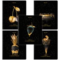 Тетрадь А5, 48 л., BRAUBERG, скоба, клетка, матовая ламинация, фольга, "Black&Gold" (микс в спайке), 404370 Тетрадь А5, 48 л., BRAUBERG, скоба, клетка, матовая ламинация, фольга, "Black&Gold" (микс в спайке), 404370