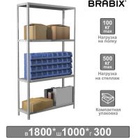 Стеллаж металлический BRABIX "MS KD-180/30-4", 1800х1000х300 мм, 4 полки, сборная стойка, 291114, S240BR143402 Стеллаж металлический BRABIX "MS KD-180/30-4", 1800х1000х300 мм, 4 полки, сборная стойка, 291114, S240BR143402