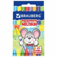 Восковые мелки BRAUBERG, НАБОР 24 цвета, 222964 Восковые мелки BRAUBERG, НАБОР 24 цвета, 222964