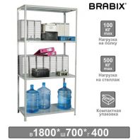 Стеллаж металлический BRABIX "MS KD-180/40/70-4", 1800х700х400 мм, 4 полки, компактная упаковка, 291113, S240BR124402 Стеллаж металлический BRABIX "MS KD-180/40/70-4", 1800х700х400 мм, 4 полки, компактная упаковка, 291113, S240BR124402