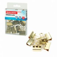 Зажимы для бумаг BRAUBERG EXTRA, КОМПЛЕКТ 12 шт., 32 мм, на 140 л., золотистые, европодвес, 229587 Зажимы для бумаг BRAUBERG EXTRA, КОМПЛЕКТ 12 шт., 32 мм, на 140 л., золотистые, европодвес, 229587