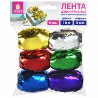 Лента упаковочная декоративная для подарков, металл, 6 шт., 5 мм х 10 м, цвет ассорти, ЗОЛОТАЯ СКАЗКА, 591828 Лента упаковочная декоративная для подарков, металл, 6 шт., 5 мм х 10 м, цвет ассорти, ЗОЛОТАЯ СКАЗКА, 591828