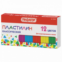 Пластилин классический ПИФАГОР, 12 цветов, 120 г, картонная упаковка, 103678 Пластилин классический ПИФАГОР, 12 цветов, 120 г, картонная упаковка, 103678
