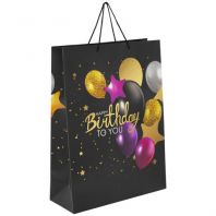 Пакет подарочный (1 штука) 33x13x45 см, ЗОЛОТАЯ СКАЗКА "Happy Birthday", фольга, черный, 608240 Пакет подарочный (1 штука) 33x13x45 см, ЗОЛОТАЯ СКАЗКА "Happy Birthday", фольга, черный, 608240