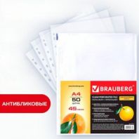 Папки-файлы перфорированные А4 BRAUBERG "PREMIUM", КОМПЛЕКТ 50 шт., матовые, 45 мкм, 221712 Папки-файлы перфорированные А4 BRAUBERG "PREMIUM", КОМПЛЕКТ 50 шт., матовые, 45 мкм, 221712