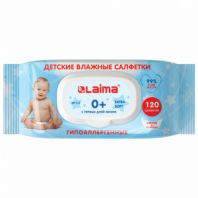Салфетки влажные детские 120 шт., универсальные, 0+, с пластиковым клапаном, LAIMA Kids, 128079 Салфетки влажные детские 120 шт., универсальные, 0+, с пластиковым клапаном, LAIMA Kids, 128079
