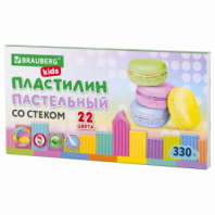 Пластилин классический пастельные цвета BRAUBERG KIDS, 22 цвета, 330 грамм, стек, 106682 Пластилин классический пастельные цвета BRAUBERG KIDS, 22 цвета, 330 грамм, стек, 106682
