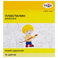 Пластилин ГАММА "Юный художник NEW", 12 цветов, 168 г, со стеком, 280045