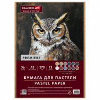 Бумага для пастели ФАКТУРНАЯ, А3, в коробке, 36 листов, 12 цветов, 270 г/м2, BRAUBERG ART, 117760