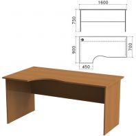Стол письменный эргономичный "Монолит", 1600х900х750 мм, левый, цвет орех гварнери, СМ7.3 Стол письменный эргономичный "Монолит", 1600х900х750 мм, левый, цвет орех гварнери, СМ7.3